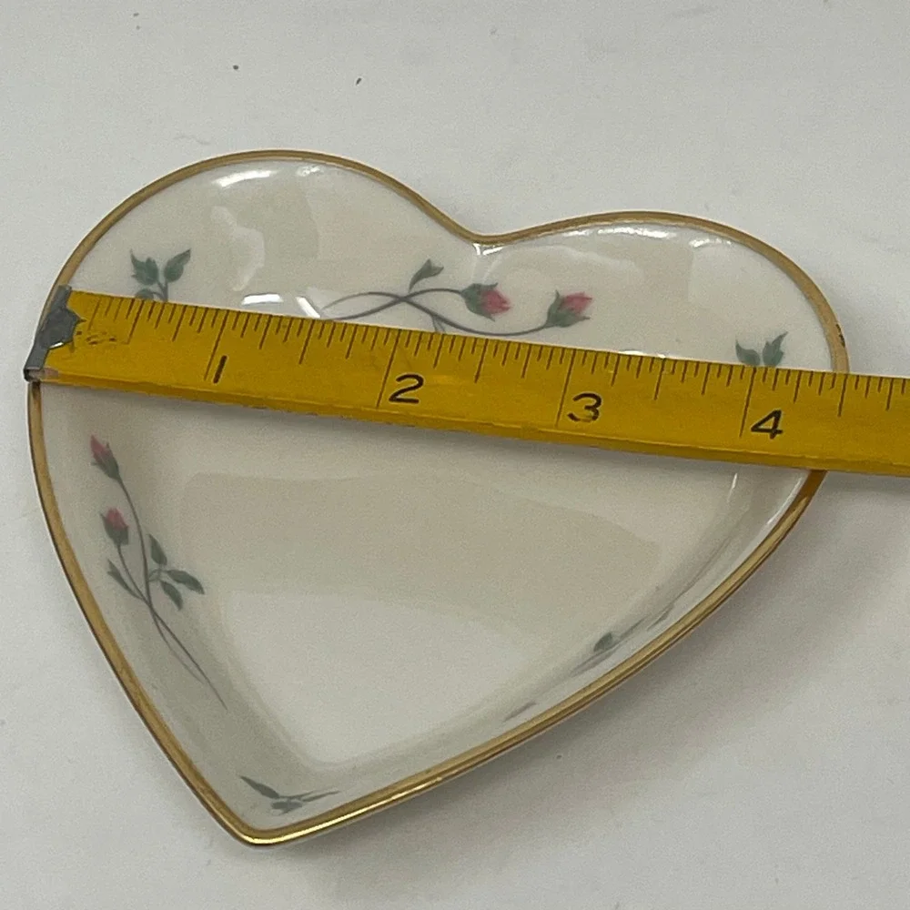 Lenox Rose Manor Heart Trinket Dish Ivory China Pink Rose Gold Trim Made in USA